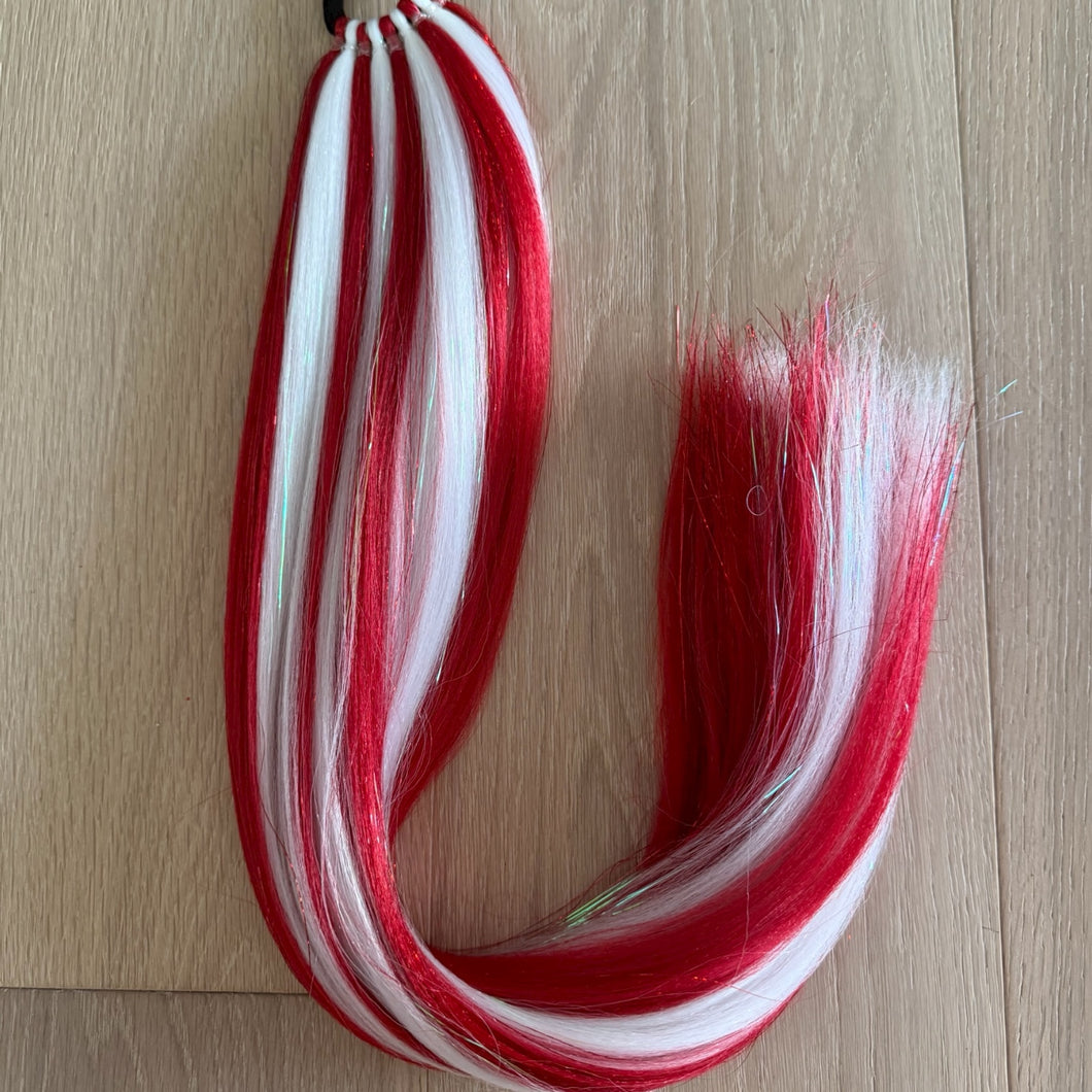 Candy Cane Tinsel Ponytail